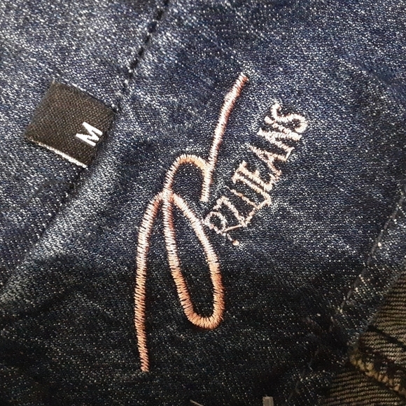 Pzi jean women denim jacket in size M embroidery accent belted boho festival Y2K - Picture 7 of 10